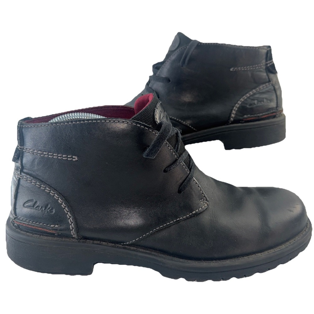 Clarks Kyros Limit‎ Black Leather Chukka Boots Men's 10.5 Ankle Lace Up Classic
